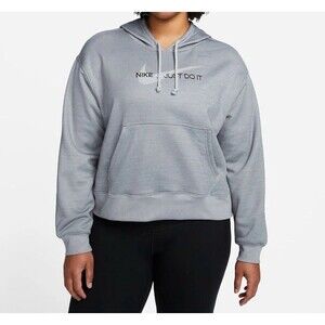 Nike Hoodie Womens XXL Grey Therma Fit Cropped Graphic Pullover DQ5509-073 NEW